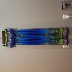Festival paisley dress in beautiful bold blue & green size  M Bailey Blue brand